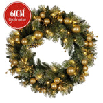 Christabelle 61cm Christmas Wreath Battery - operated Warm White Light Gold Bauble