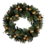 Christabelle 61cm Christmas Wreath Battery - operated Warm White Light Gold Bauble