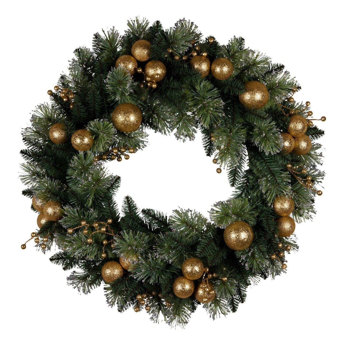 Christabelle 61cm Christmas Wreath Battery - operated Warm White Light Gold Bauble