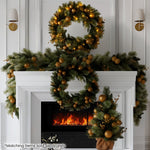 Christabelle 61cm Christmas Wreath Battery - operated Warm White Light Gold Bauble
