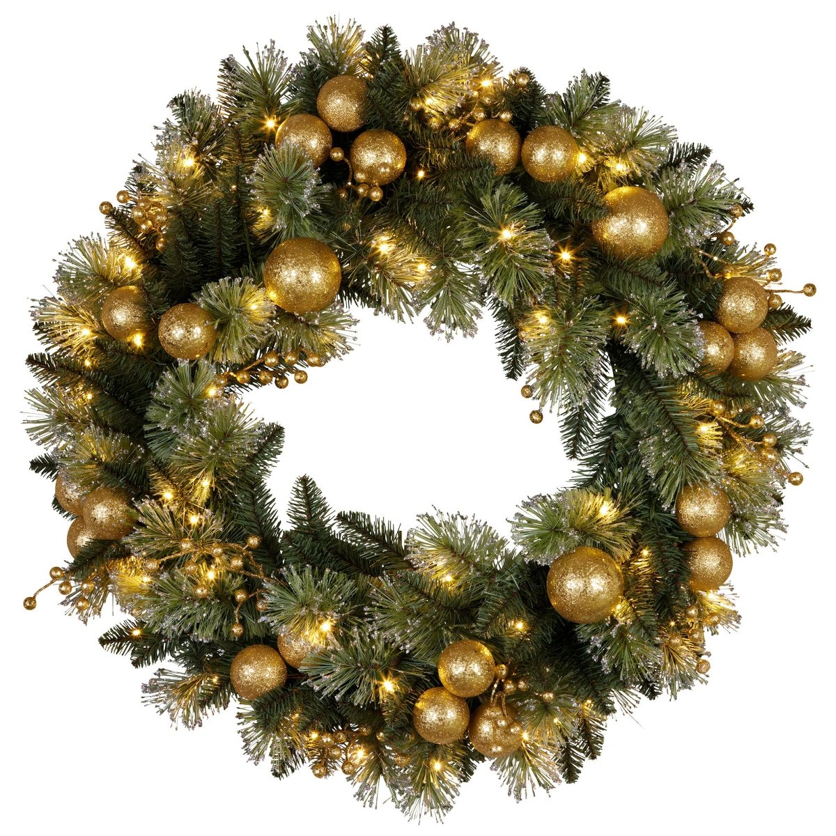 Christabelle 76cm Christmas Wreath Battery - operated Warm White Lights Xmas Decor