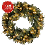Christabelle 76cm Christmas Wreath Battery - operated Warm White Lights Xmas Decor