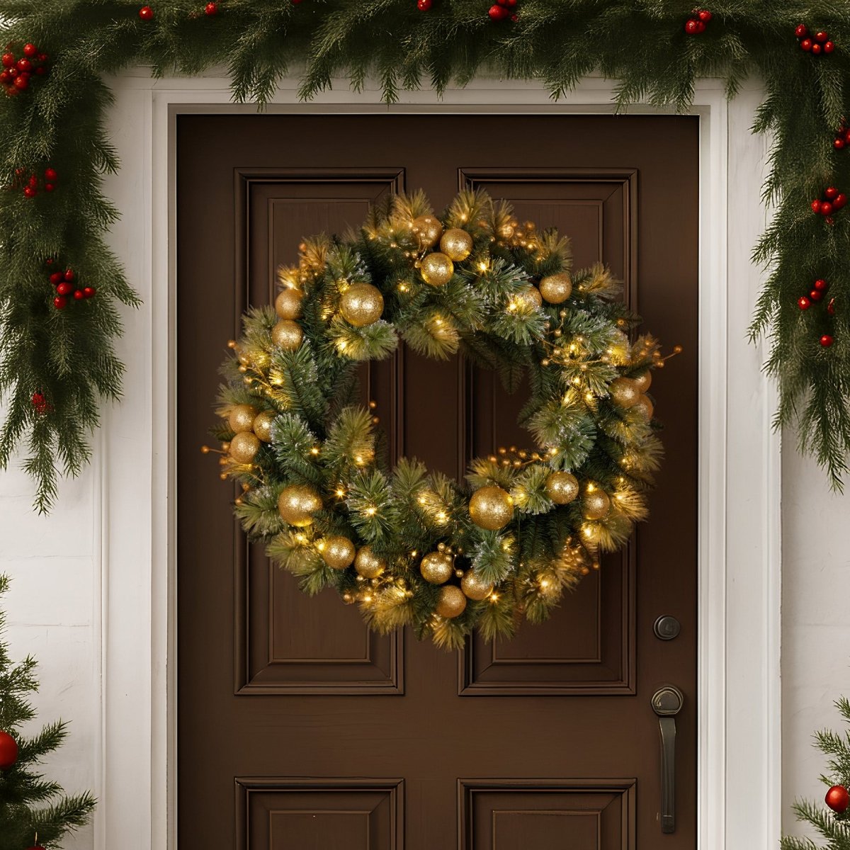 Christabelle 76cm Christmas Wreath Battery - operated Warm White Lights Xmas Decor