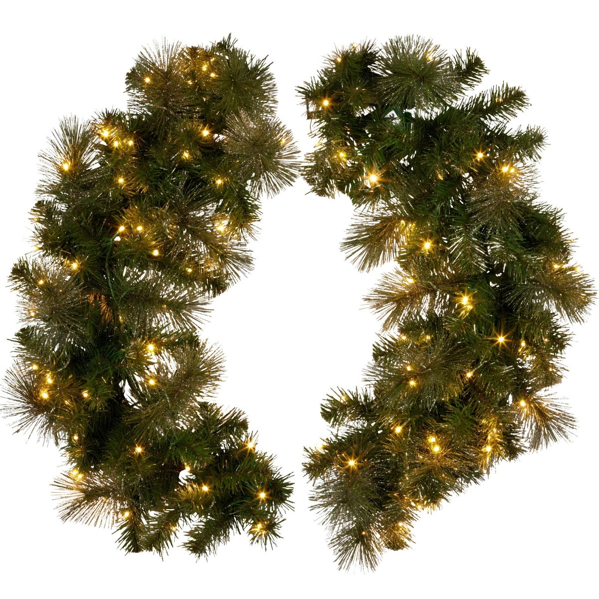 Christabelle 122cm Battery - operated Split Christmas Wreath Glittery Gold Pine