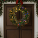 Christabelle 122cm Battery - operated Split Christmas Wreath Glittery Gold Pine