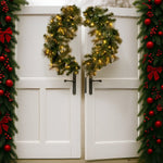 Christabelle 122cm Battery - operated Split Christmas Wreath Glittery Gold Pine