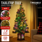 Christabelle 4ft Christmas Tree Glittery Gold Pine Led Multi Lights Xmas Decor
