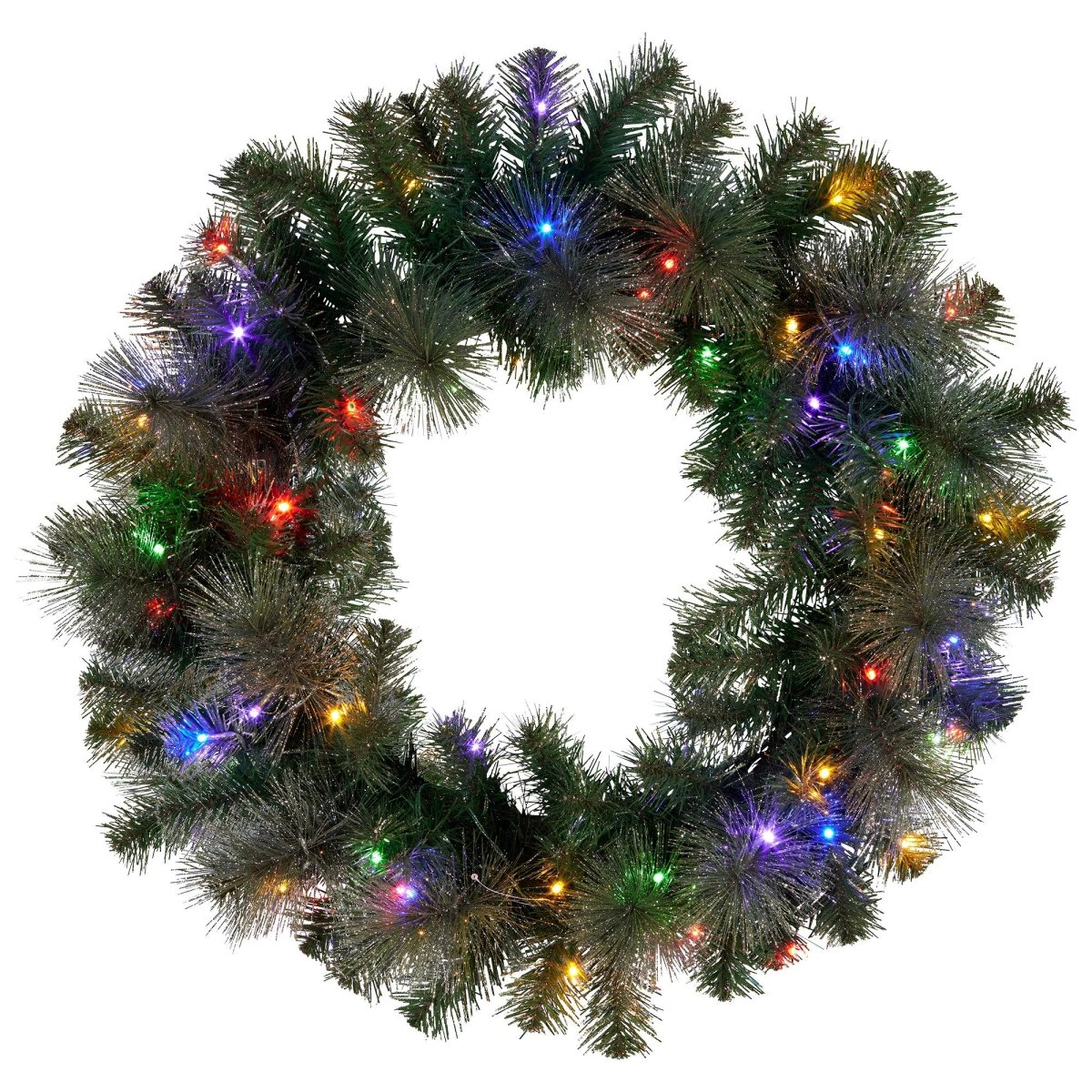 Christabelle 61cm Christmas Wreath with LED Lights Glittery Gold Pine re - Lit Front Door Decoration Ornament