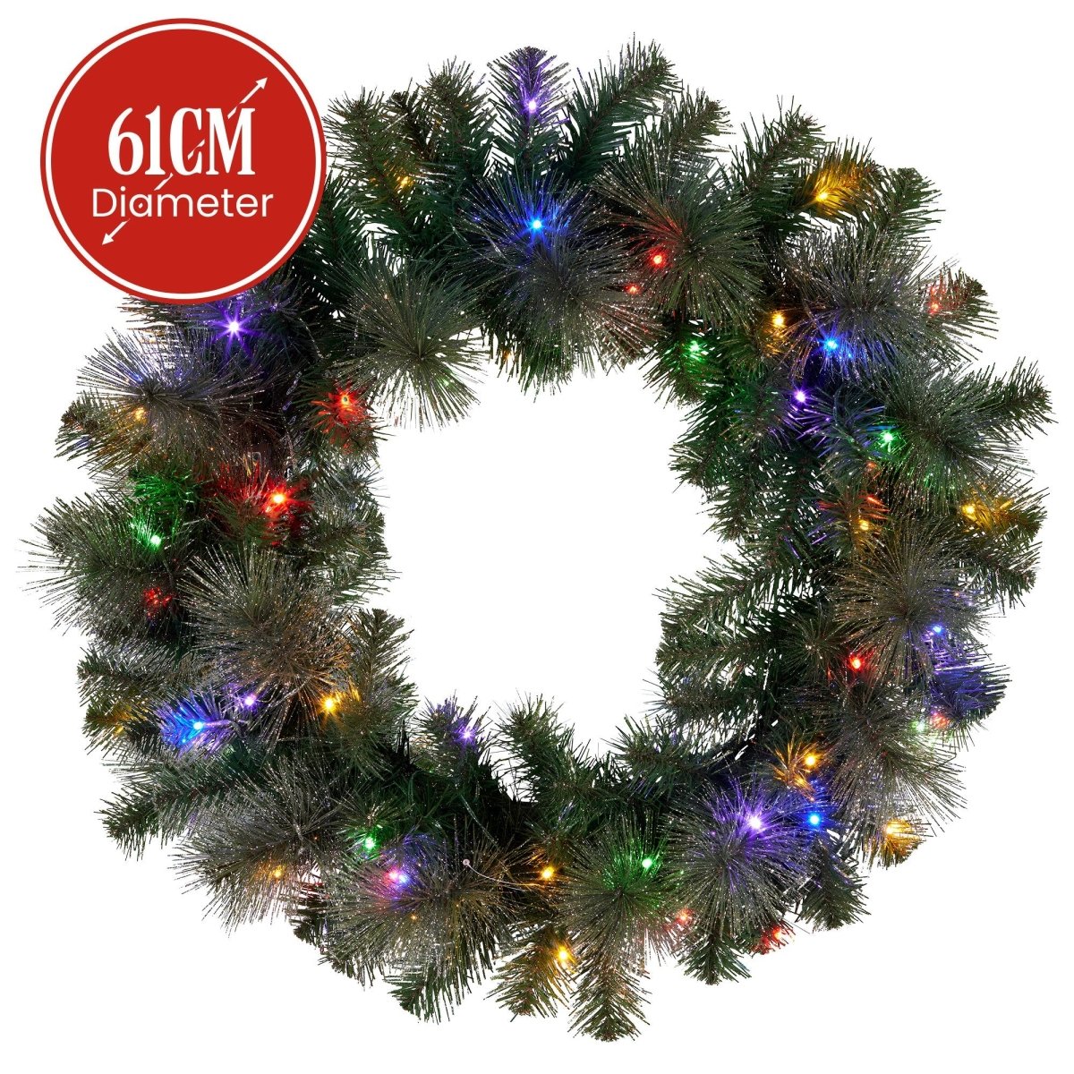 Christabelle 61cm Christmas Wreath with LED Lights Glittery Gold Pine re - Lit Front Door Decoration Ornament