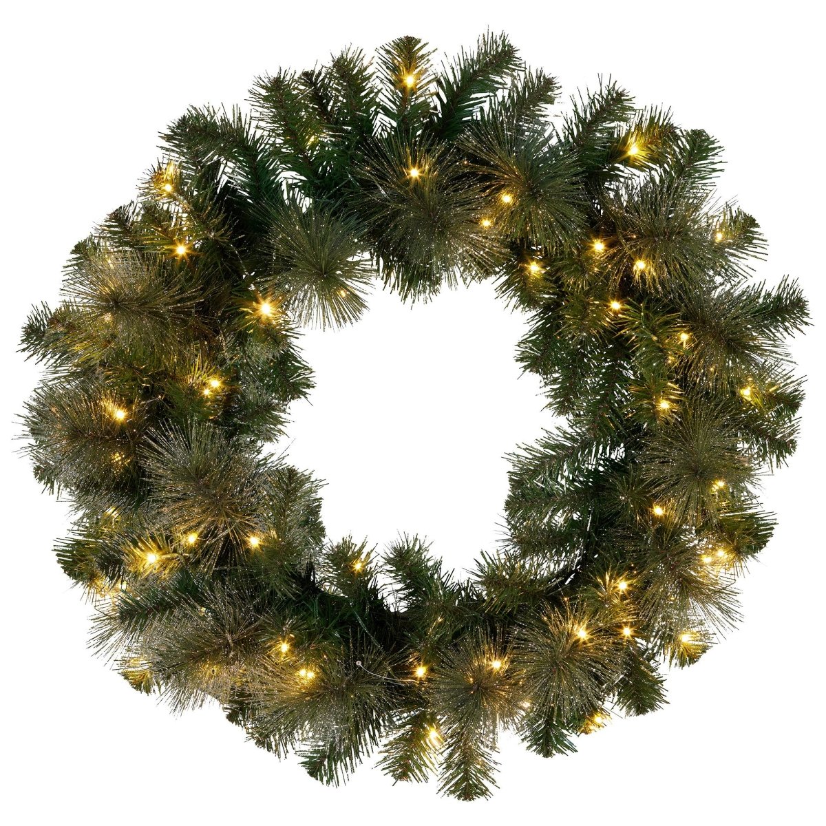 Christabelle 61cm Christmas Wreath with LED Lights Glittery Gold Pine re - Lit Front Door Decoration Ornament