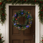 Christabelle 61cm Christmas Wreath with LED Lights Glittery Gold Pine re - Lit Front Door Decoration Ornament