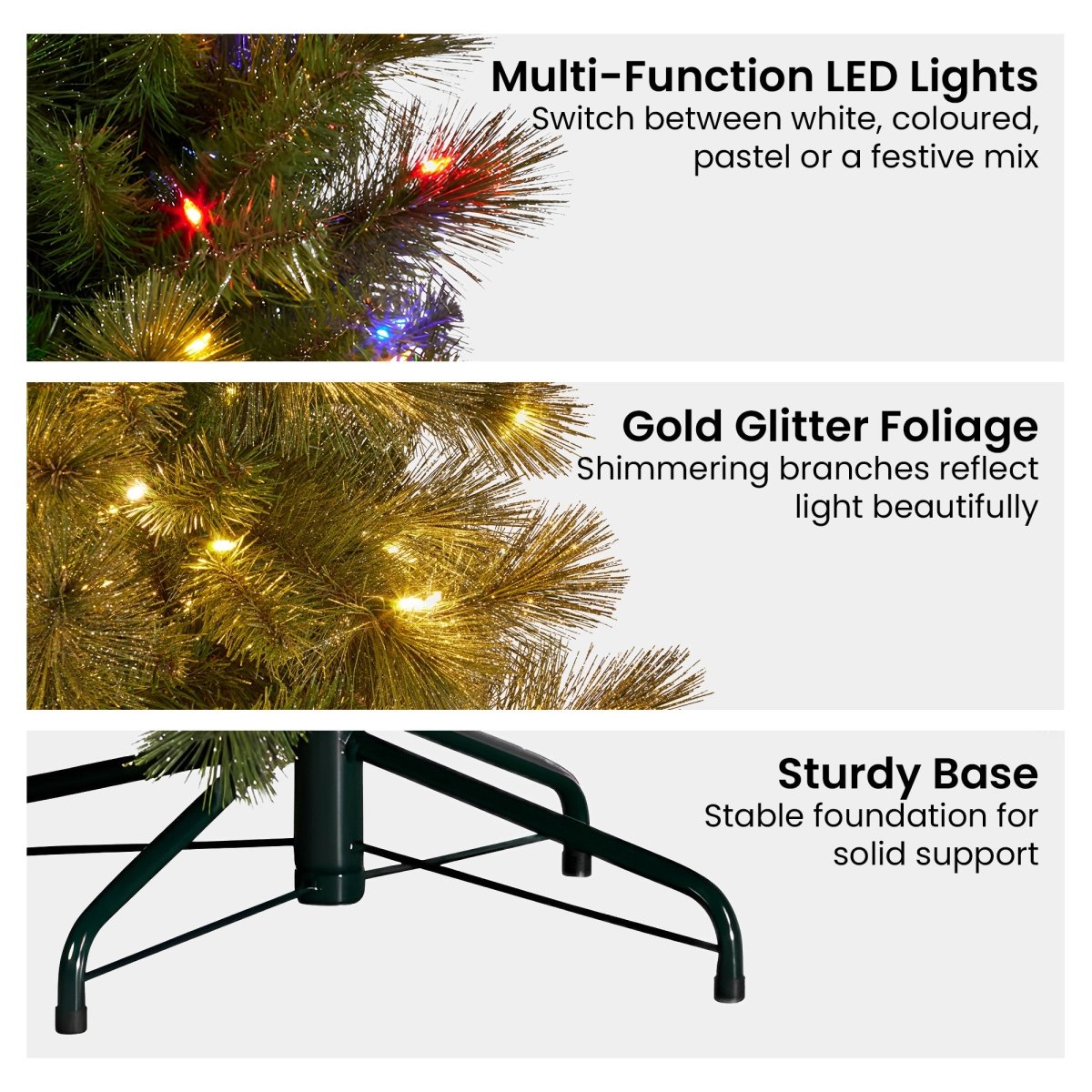 Christabelle 7.5ft Christmas Tree Glittery Gold Pine Led Multi - functional Lights