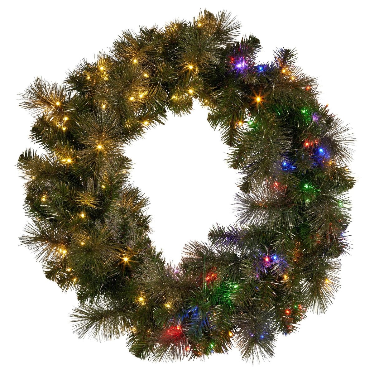 Christabelle 76cm Battery - operated Split Christmas Wreath Glittery Gold Pine