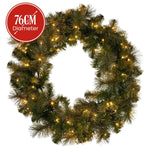 Christabelle 76cm Battery - operated Split Christmas Wreath Glittery Gold Pine