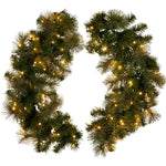 Christabelle 76cm Battery - operated Split Christmas Wreath Glittery Gold Pine