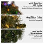 Christabelle 76cm Battery - operated Split Christmas Wreath Glittery Gold Pine