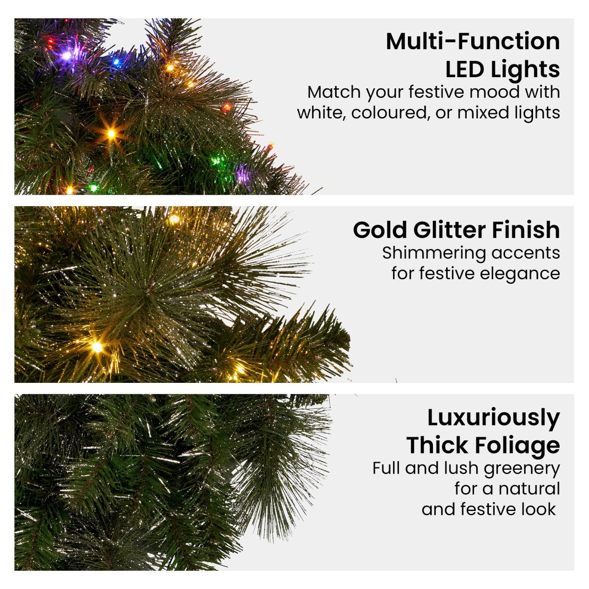 Christabelle 76cm Battery - operated Split Christmas Wreath Glittery Gold Pine