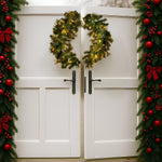 Christabelle 76cm Battery - operated Split Christmas Wreath Glittery Gold Pine