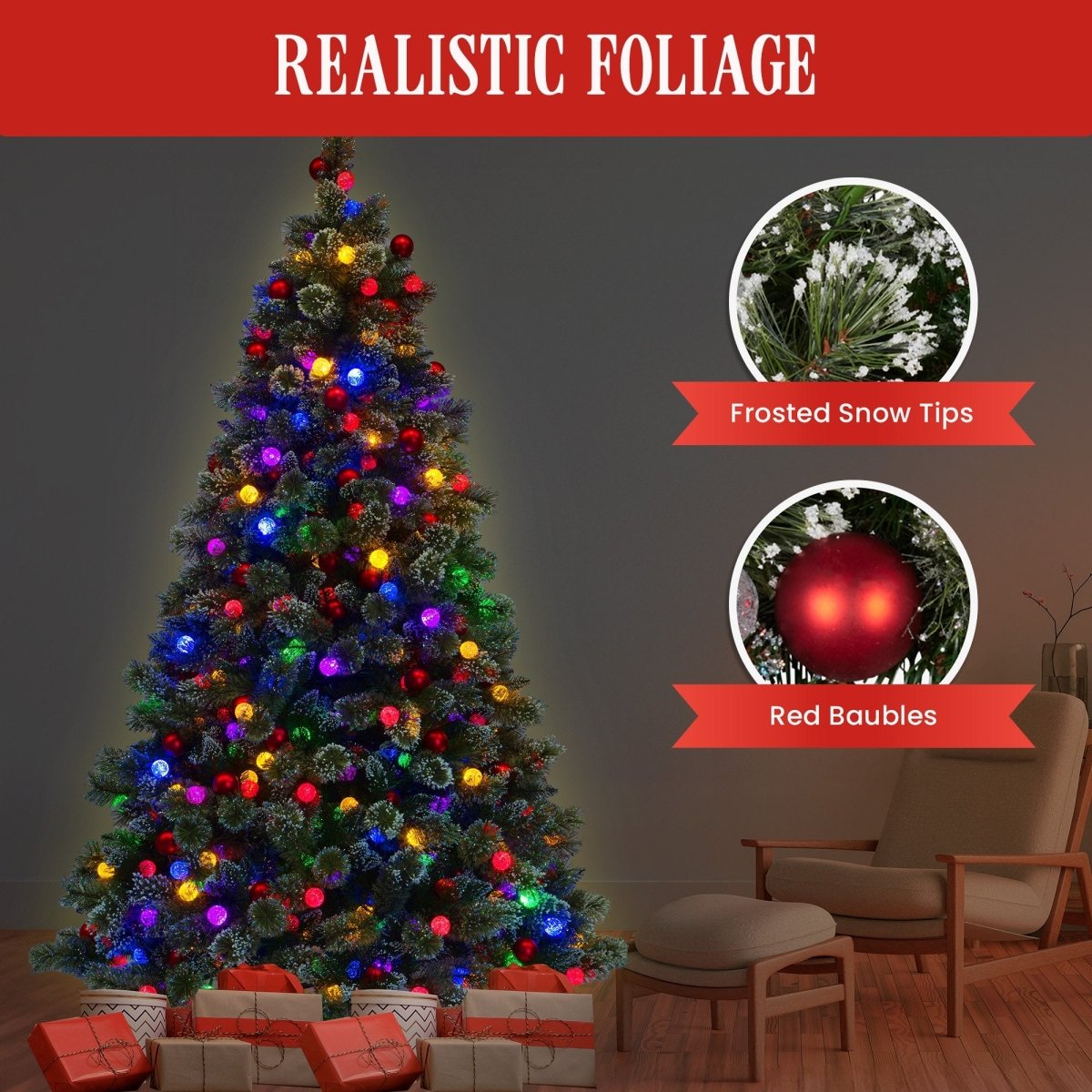 Christabelle Swishmas Snowy Bristle 2.3m Multicolour Pre - Lit Christmas Tree with 1587 Tips