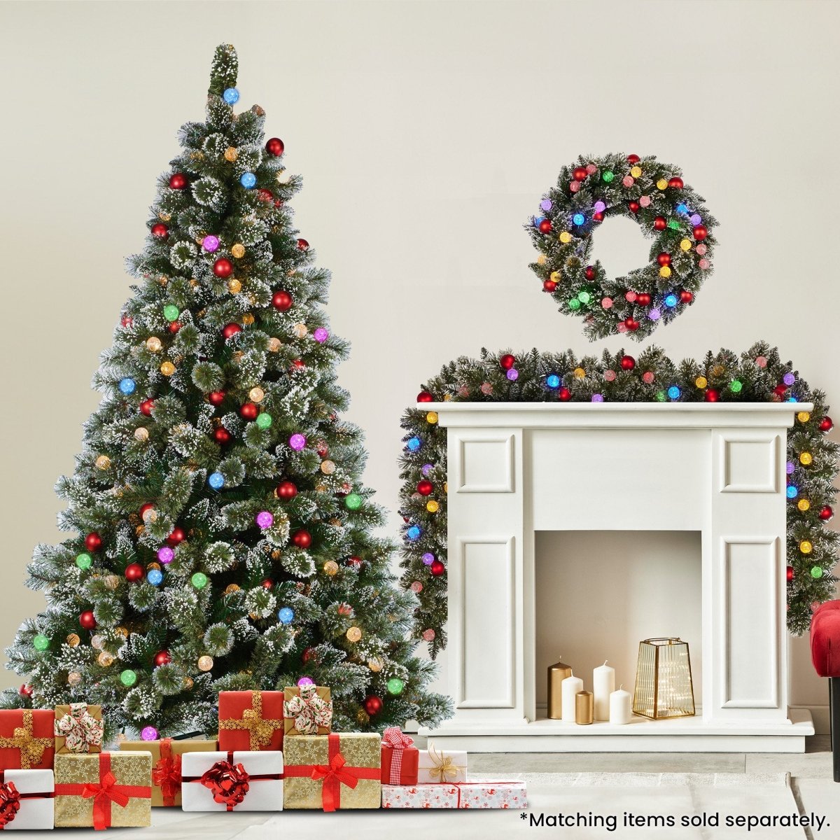 Christabelle Swishmas Snowy Bristle 2.3m Multicolour Pre - Lit Christmas Tree with 1587 Tips