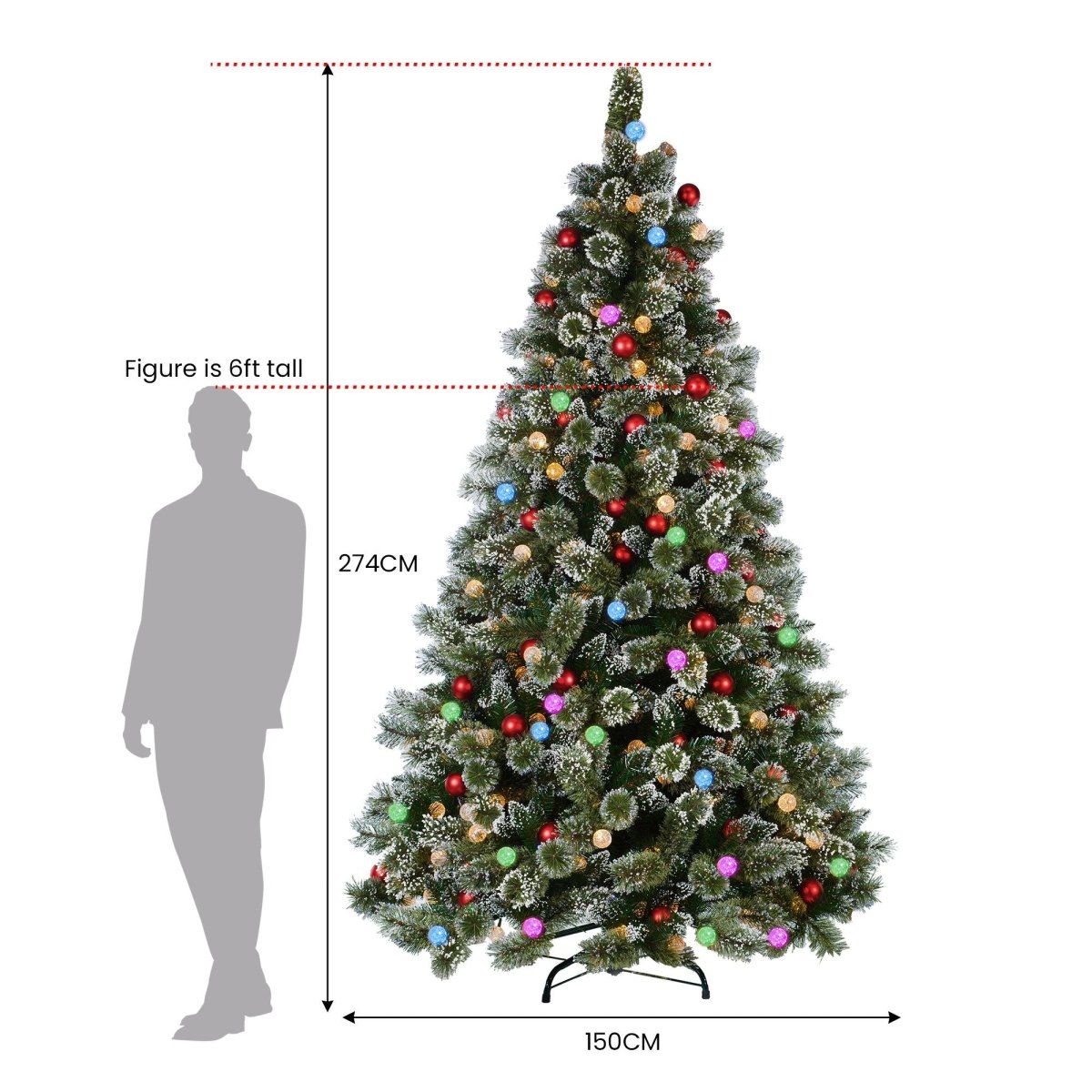 Christabelle Swishmas Snowy Bristle 2.7m Multicolour Pre - Lit Christmas Tree with 2870 Tips