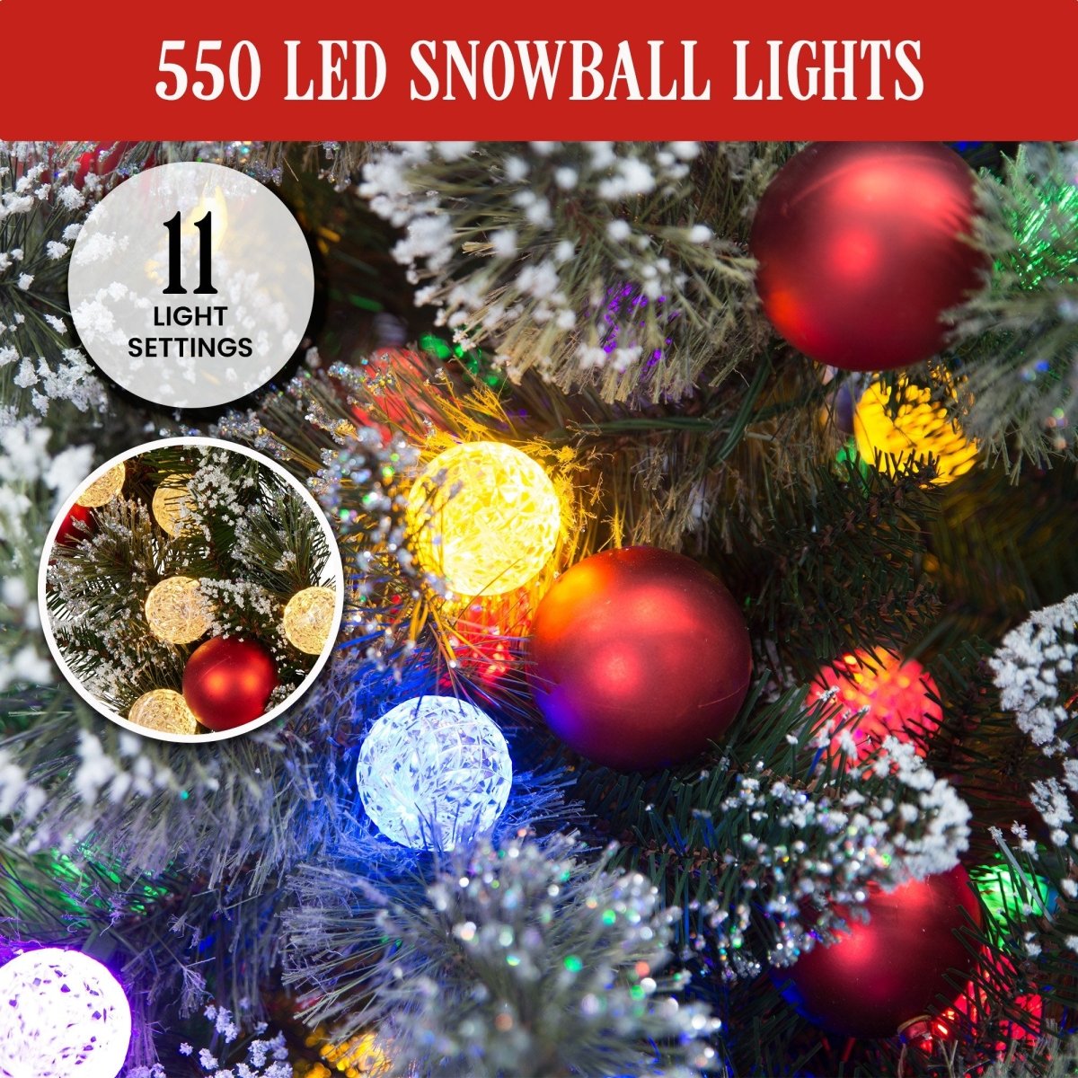 Christabelle Swishmas Snowy Bristle 2.7m Multicolour Pre - Lit Christmas Tree with 2870 Tips