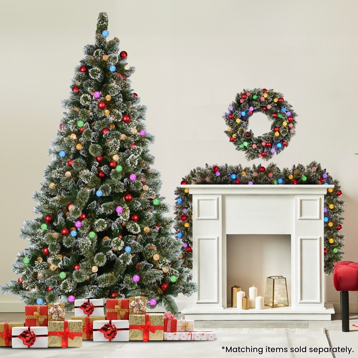 Christabelle Swishmas Snowy Bristle 2.7m Multicolour Pre - Lit Christmas Tree with 2870 Tips