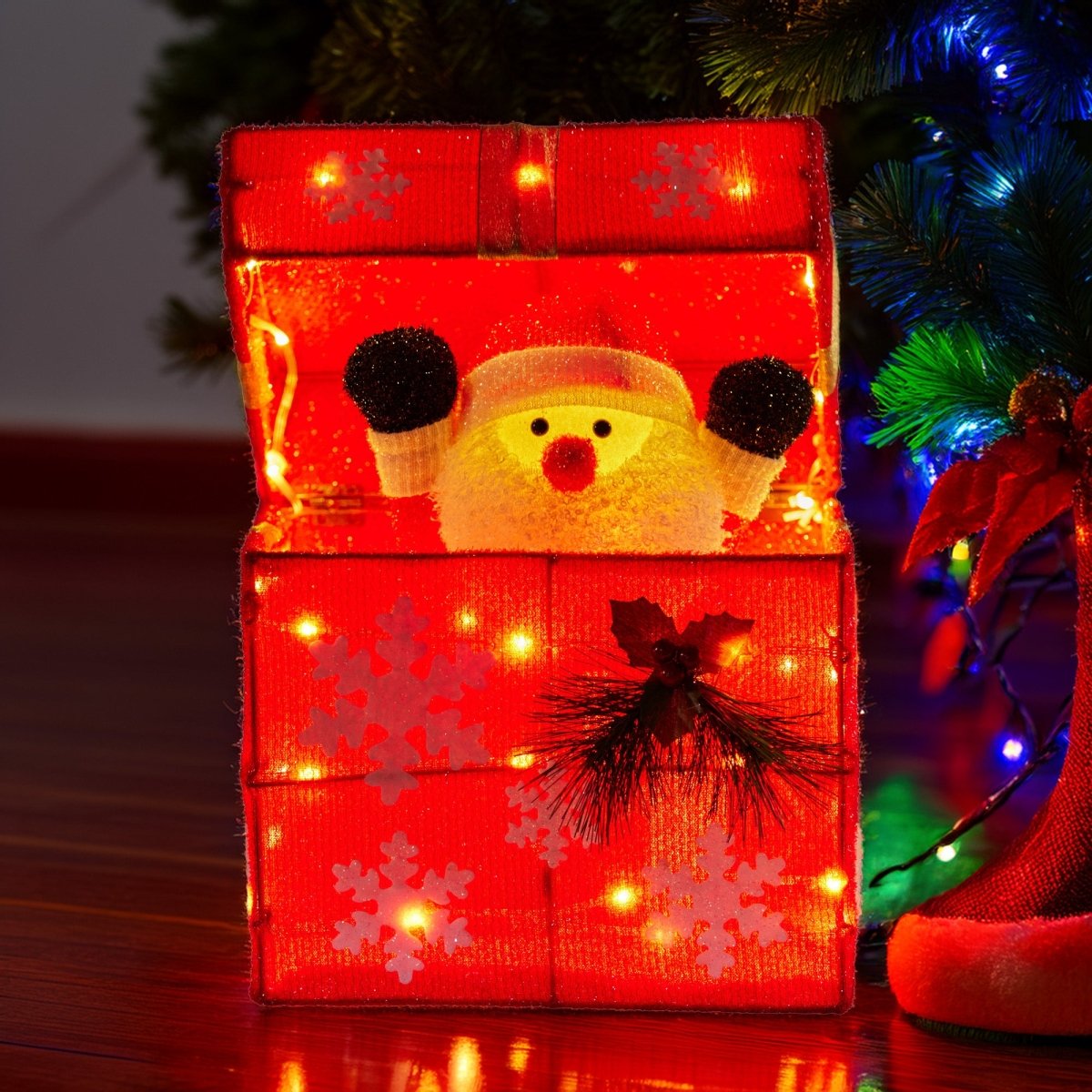 Christabelle Animated Santa Gift Box Led Christmas Tree Decoration Xmas Ornament