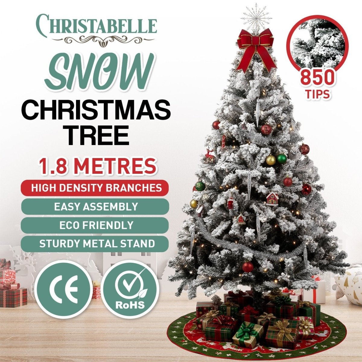 Christabelle Snow - Tipped Artificial Christmas Tree 1.8m - 850 Tips