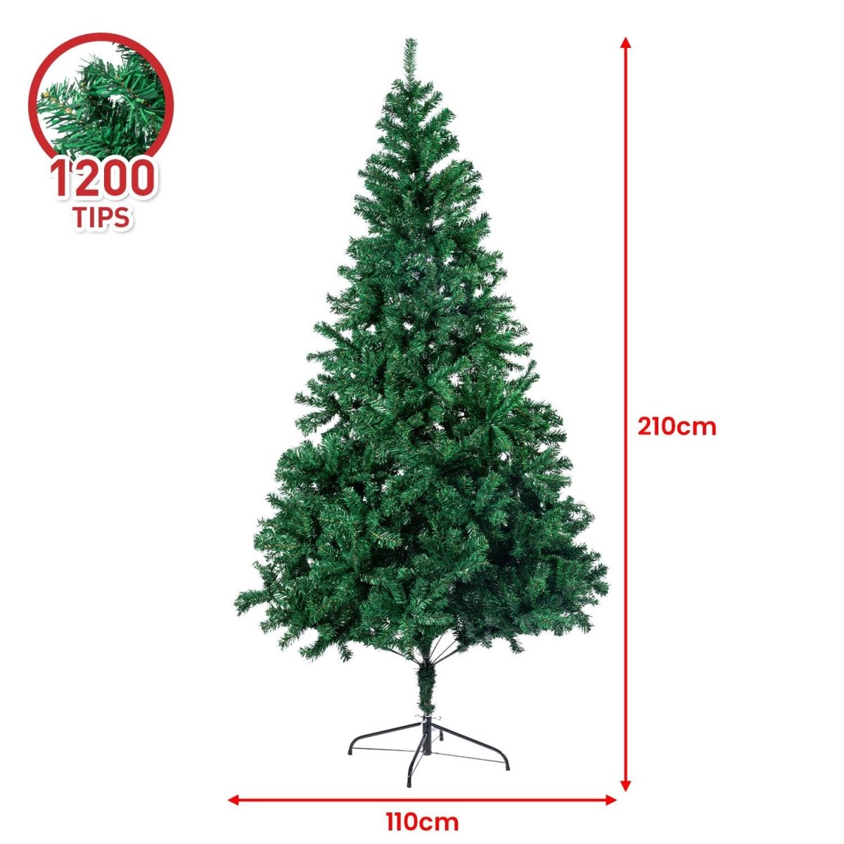 Christabelle Green Christmas Tree 2.1m Xmas Decor Decorations - 1200 Tips