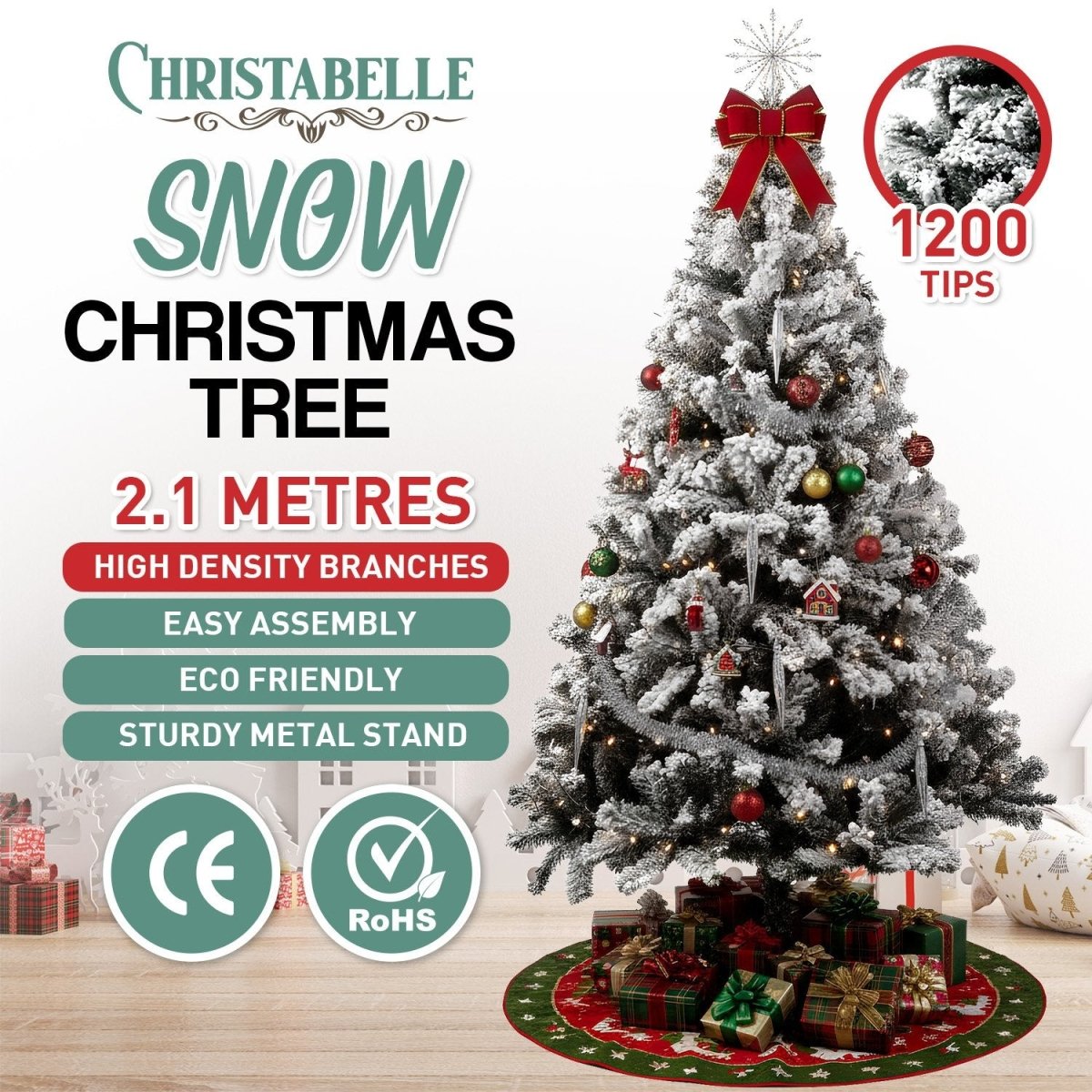 Christabelle Snow - Tipped Artificial Christmas Tree 2.1m 1200 Tips