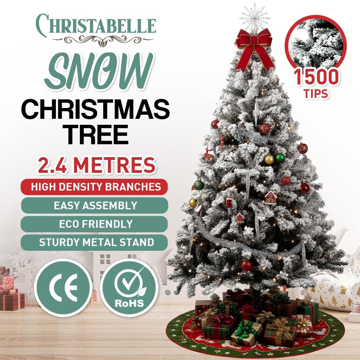 Christabelle Snow - Tipped Artificial Christmas Tree 2.4m 1500 Tips