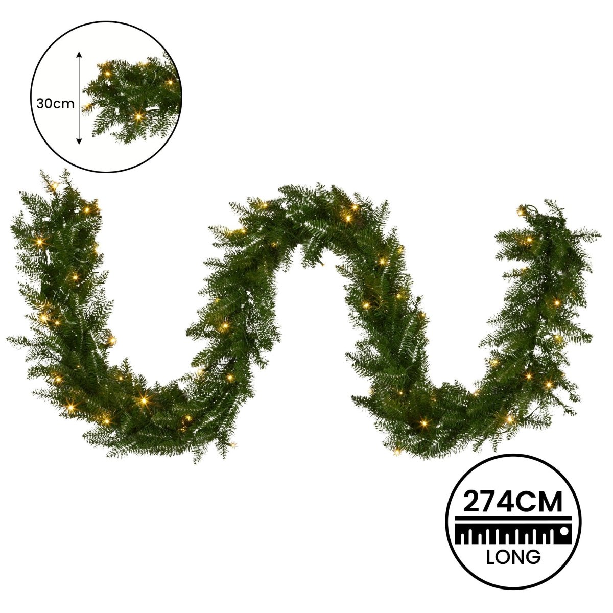 Christabelle 2.74m Christmas Garland with LED Lights Dunhill Shimmer Fir Tree Decoration Ornament