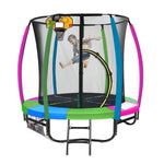 Kahuna Classic 6ft Trampoline Free Ladder Spring Mat Net Safety Pad Cover Round Enclosure Basketball Set - Rainbow - 0706502834944 Toy Chest Australia 4