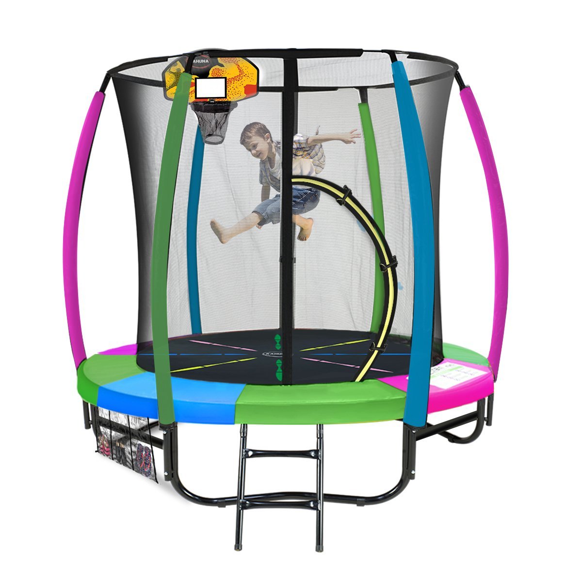 Kahuna Classic 6ft Trampoline Free Ladder Spring Mat Net Safety Pad Cover Round Enclosure Basketball Set - Rainbow - 0706502834944 Toy Chest Australia 4