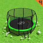 Kahuna 12ft Trampoline Free Ladder Spring Mat Net Safety Pad Cover Round Enclosure Green