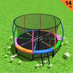 Kahuna 14ft Trampoline Free Ladder Spring Mat Net Safety Pad Cover Round Enclosure - Rainbow - 0706502835446 Toy Chest Australia 1
