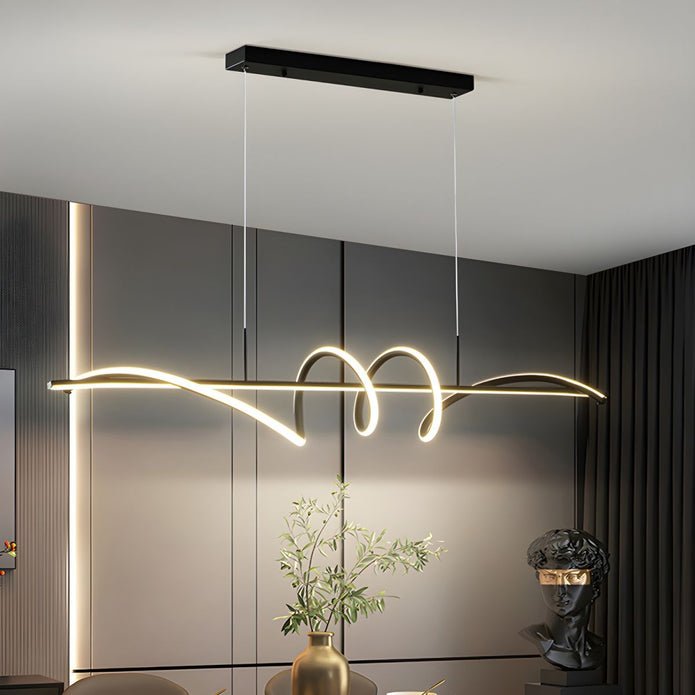 BAMDECOR A202 Modern LED Linear Pendant Lights with Dimmable LED (160cm/180cm - Black) 1.5 Meters