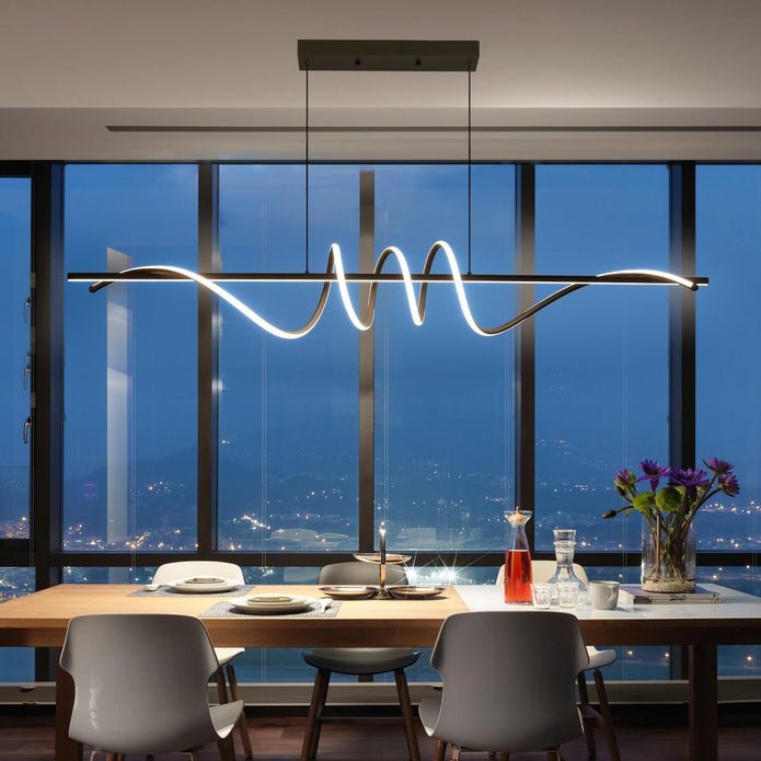 BAMDECOR A202 Modern LED Linear Pendant Lights with Dimmable LED (160cm/180cm - Black) 1.8 Meters