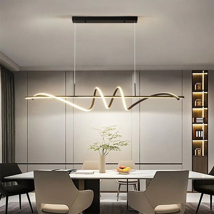 BAMDECOR A202 Modern LED Linear Pendant Lights with Dimmable LED (160cm/180cm - Black) 1.8 Meters