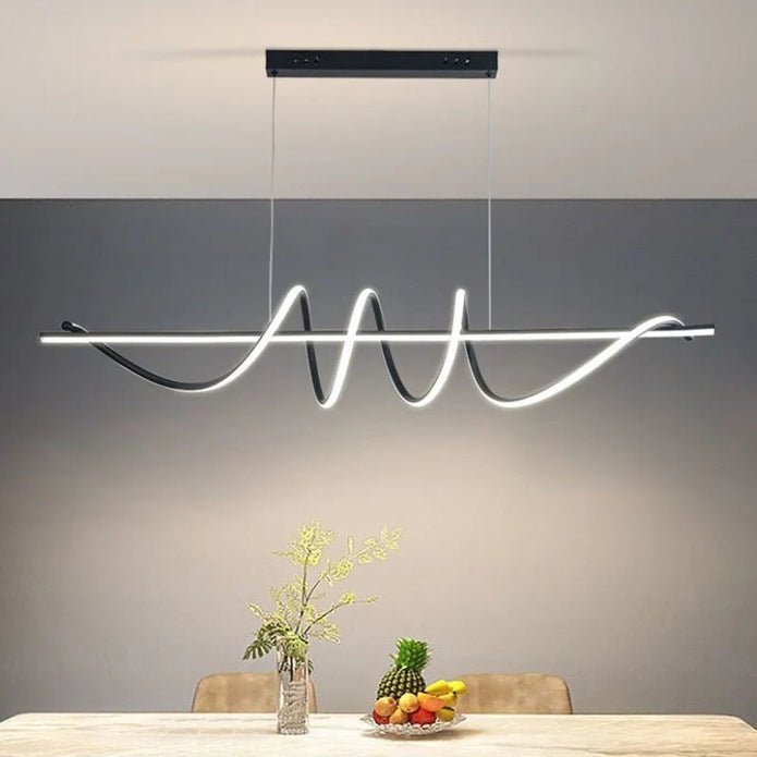 BAMDECOR A202 Modern LED Linear Pendant Lights with Dimmable LED (160cm/180cm - Black) 1.8 Meters