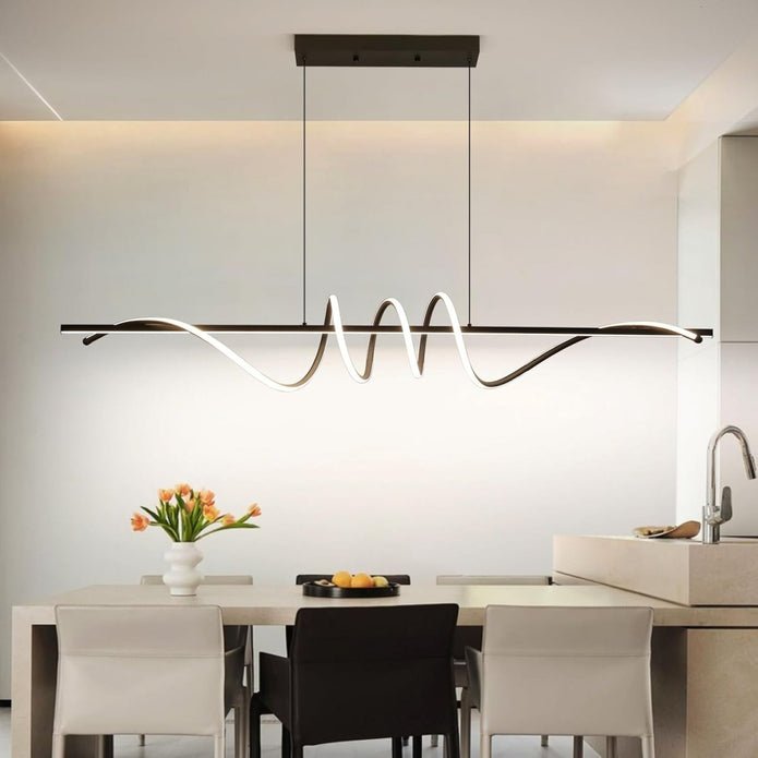 BAMDECOR A202 Modern LED Linear Pendant Lights with Dimmable LED (160cm/180cm - Black) 1.8 Meters