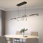 BAMDECOR A202 Modern LED Linear Pendant Lights with Dimmable LED (160cm/180cm - Black) 1.8 Meters