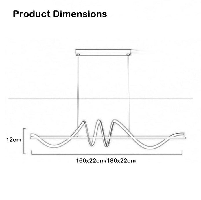 BAMDECOR A202 Modern LED Linear Pendant Lights with Dimmable LED (160cm/180cm - Black) 1.8 Meters
