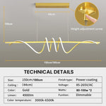 BAMDECOR A202 Modern LED Linear Pendant Lights with Dimmable LED 180cm - Gold