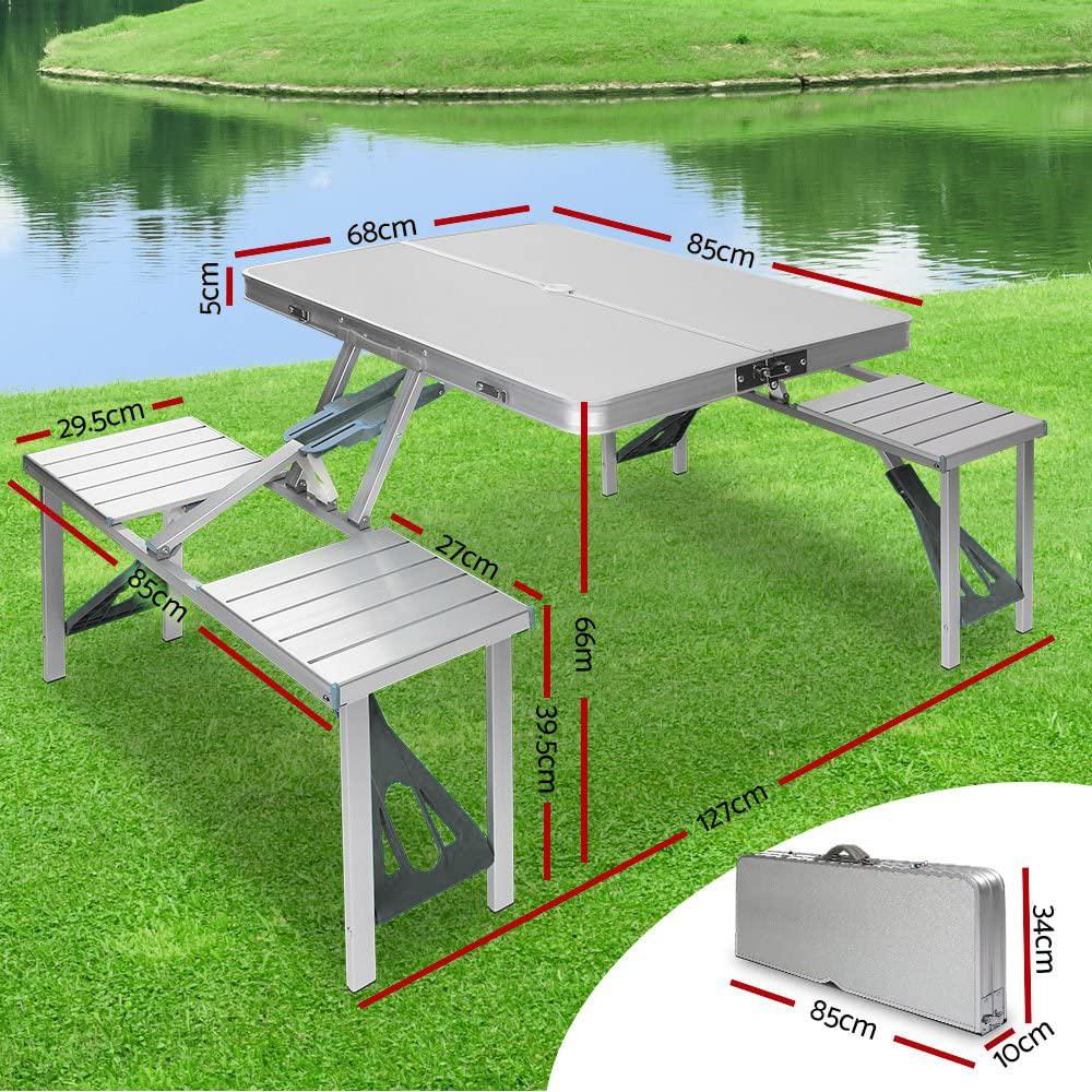 Folding Camping Table with Stools Set Portable Picnic Outdoor Garden BBQ Setting - N/A Toy Chest Australia 2