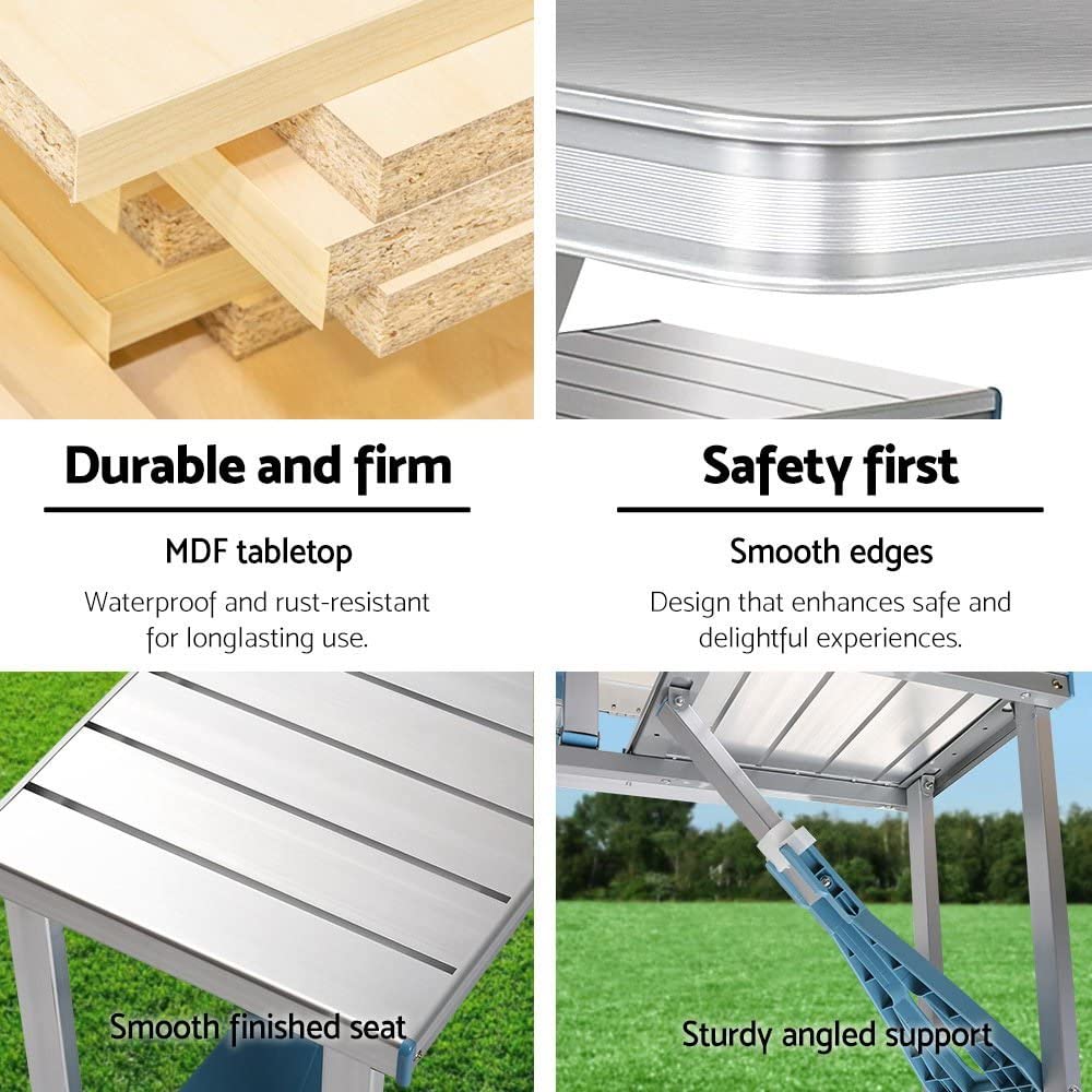 Folding Camping Table with Stools Set Portable Picnic Outdoor Garden BBQ Setting - N/A Toy Chest Australia 10