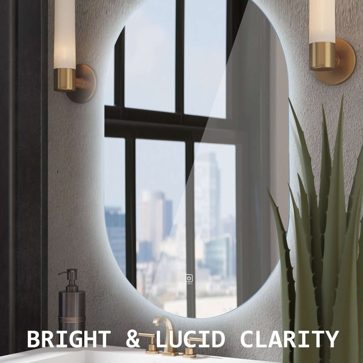 LED Wall Mirror Oval Anti - Fog Bathroom 50x75cm