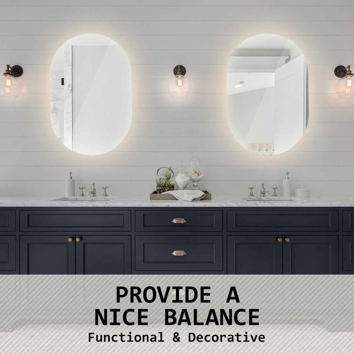 LED Wall Mirror Oval Anti - Fog Bathroom 50x75cm