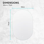 LED Wall Mirror Oval Anti - Fog Bathroom 50x75cm